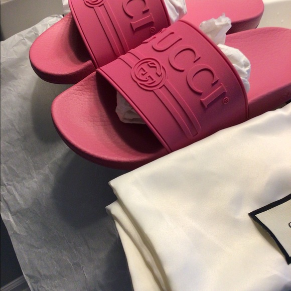 Gucci Shoes Gucci Pink Pool Slides Poshmark
